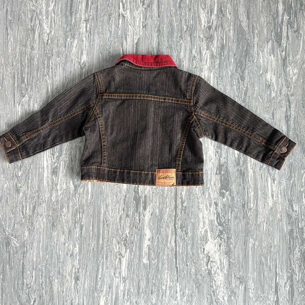 ❤️3/$30 Levi Strauss Infant Denim Jacket with Red Collar - Picture 4 of 7